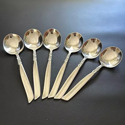 SET OF 6x VINTAGE COMMUNITY SILVER PLATE EPNS 'SOUTH SEAS' SOUP SPOONS • $32.38