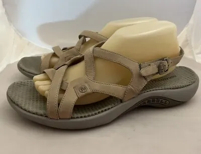 Merrell Agave Tan Sandals Women’s Size 10 Leather Strappy Ankle Strap Buckle • $24.99