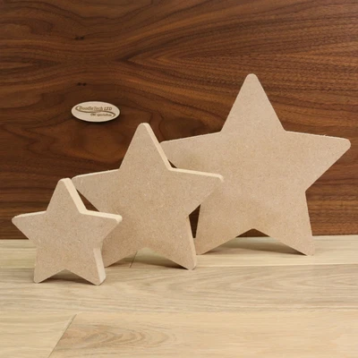 £3.08 • Buy Freestanding MDF Stars 18mm Thick, Wooden, Shape, Craft, 10cm - 20cm, Set Of 3