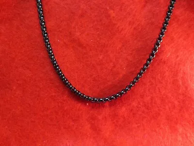 Stainless Steel Black Plated 4mm Smooth Box Chain  7 Inch To 60 Inches-   Black • $8.98