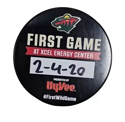First Game 2-4-20  Rare Minnesota Wild Official Hockey Puck Hyvee Sponsor 🇨🇿  • $12.95