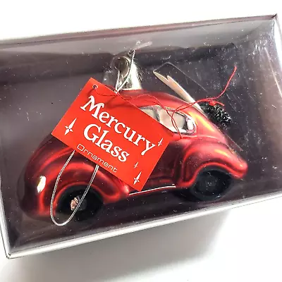 Dept. 56  Blown Mercury Glass Red Volkswagon Bug Ornament NOB 77026 Christmas • $19.95