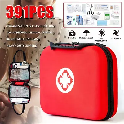391 Piece First Aid Kit Medical Emergency Travel Home Car Taxi Work 1st Aid Bag • £13.99