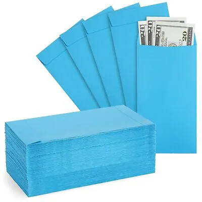 100 Pack Blue Money Envelopes For Cash Money Saving 100GSM 3.5 X 6.5 In • $11.99