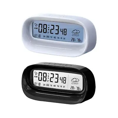 Compact Desk Digital   Clock Date Time Week Large Display With Seconds • £13.31