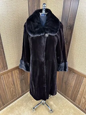 Amazing Dyed Black Stroller Length 40  Sheared & Long Haired Mink Fur Coat Large • $695