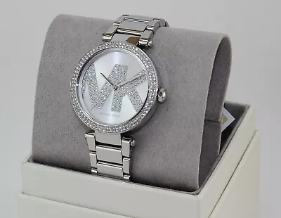 New Authentic Michael Kors Parker Silver Mk Crystals Women's Mk6658 Watch • $119.99