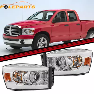 2X Chrome H7 LED Projector Headlights For 2006-2008 Dodge Ram 1500 2500 3500 • $155.79