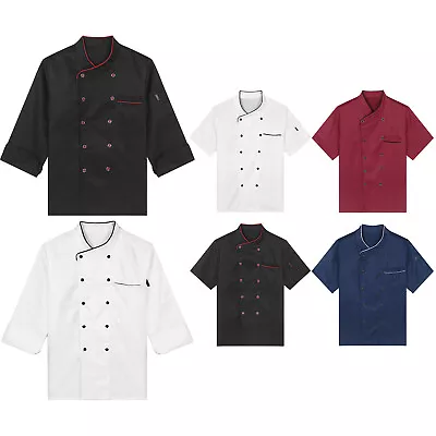 Unisex Chef Jacket Long/Short Sleeve Restaurant Kitchen Hotel Chef Coat Uniform • £7.19