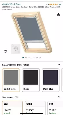 VELUX Original Solar Blackout Blind (DSL) Silver Frame C02 • £20