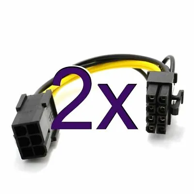 £4.04 • Buy [2 Pack] 10cm PCI Express PCIe 6 Pin To 8 Pin Graphics Card Power Adapter Cable
