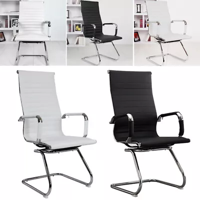 PU Leather Office Chair Computer Desk Executive Chairs Cantilever Chrome Base • £89.95