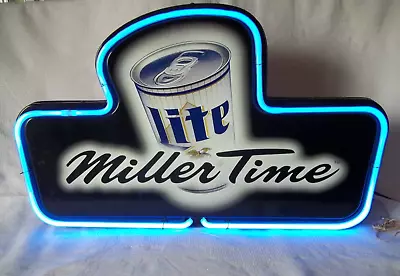 Vintage Miller Lite Neon Sign “Miller Time” 13.5  X 22  X 4  Wall Or Counter • $159.99