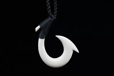 Hawaiian Fish Hook Necklace (Buffalo Bone) - Hand Carved Polynesian Maui Hook • $12.26