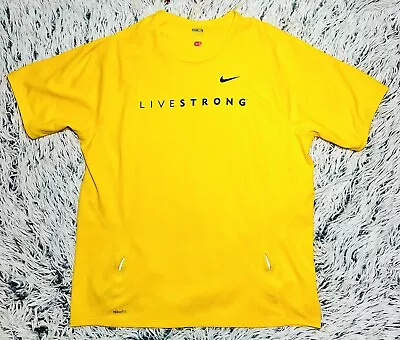Vintage Nike Livestrong Yellow Running Dri Fit T-Shirt Men’s Size XL Rare Banned • $15