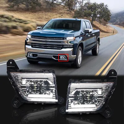 Pair Fog Lights Clear LED DRL W/ Switch Wiring Kit For 2019-2021 Silverado 1500 • $61.56