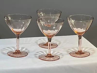 4-CAMBRIDGE 3051 Pink Glass Champagne/Tall Sherbet Stemware Set Of 4 Optic Bowl • $16.12