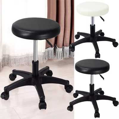 Stool On Wheels Adjustable Salon Beauty Chair Swivel Bar Stools Chair Rolling UK • £30.95