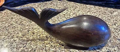 Vtg. Hand Carved Ironwood Whale Heavy Wooden Figurine Perfectly Balanced 13” • $24.99