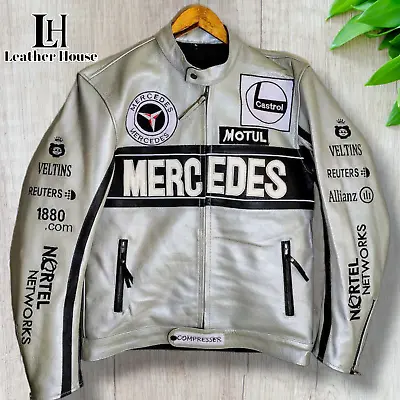 Mercedes Leather Jacket Vintage Mercedes Racing Jacket Biker Racing Jacket • $120