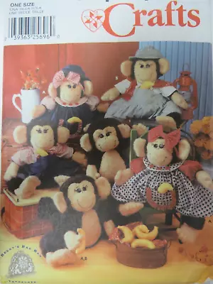 Vtg Simplicity 7155 STUFFED MONKEYS & CLOTHES Sewing Pattern Animals Doll UNCUT • $14.99