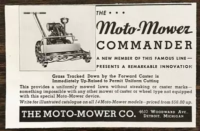 1939 Moto-Mower Detroit MI Print Ad The New Moto Mower Commander • $5.65