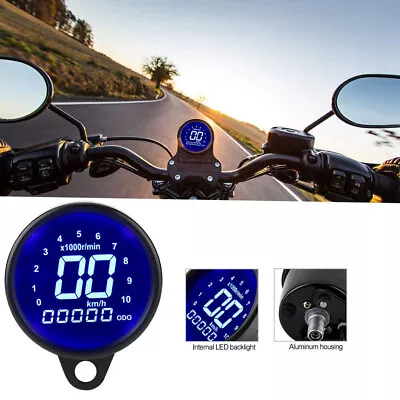 Universal Motorcycle LCD Digital Odometer Speedometer Tachometer KM/H MPH Gauge • $32.99