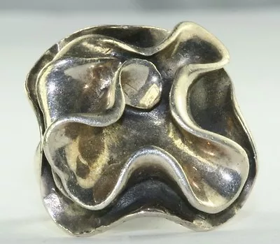 Vtg 1980's 1990's Heavy Sterling Silver Modern Art Mod Bold Ring Size 5 • $100