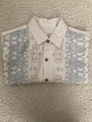 Men's Tommy Bahama Ivory Button-Down Silk Camp Shirt Large • $20