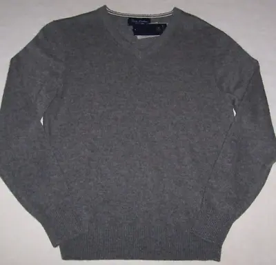 NWT Cremieux $200 Soft Gray Heather 100% CASHMERE V-Neck Sweater Men's M SHARP • $59.99