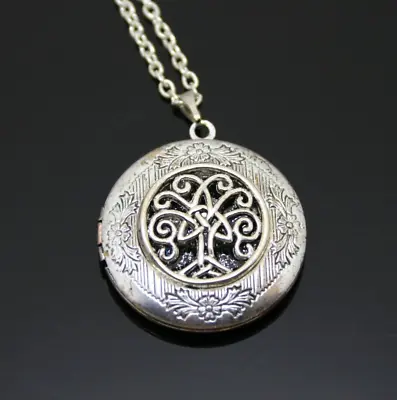 Celtic Locket Necklace Silver Tree Of Life Photo Medallion Mother's Day Jewelry • $27.90