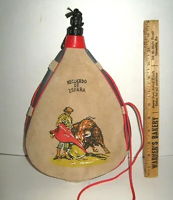 Vintage Bota Bull Fighter Leather 2L Wine Water Skin Looks Unused • $14.99