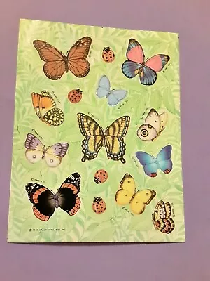 Vintage 80s Hallmark Butterflies Sticker Sheet • $4