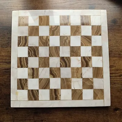 Vintage Mexican Onyx Marble Granite Quartz Chess Board 10.5 Inch Brown & Ivory • $40