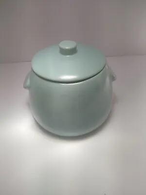 La Solana Turquoise Green Bean Pot /Cookie Jar With Lid   • $31