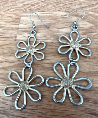 £2.20 • Buy VINTAGE 60's STYLE FLOWER Drop Earrings - 85mm Length