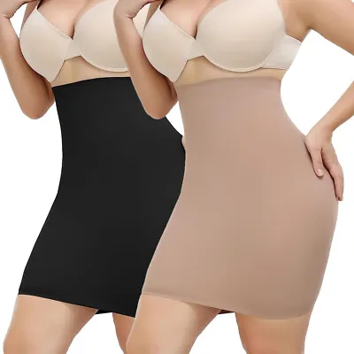 Women Tummy Control Half Slip Body Shaper Seamless Slimming Slip For Under Skirt • £11.99