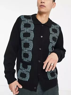 Obey Verdugo Knitted Cardigan / Black / Small / RRP £110 • £19.99