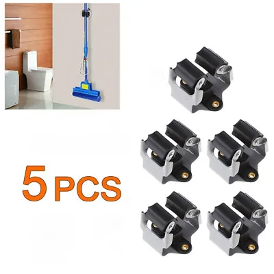 Broom Holder And Garden Tool Garage Organizer 5PCS Hooks For Rake Mop Wall • £9.29