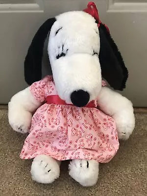 Snoopy's Belle Beagle Dog 16  Girl Plush Vintage 1968 United Feature Pink Dress • $30