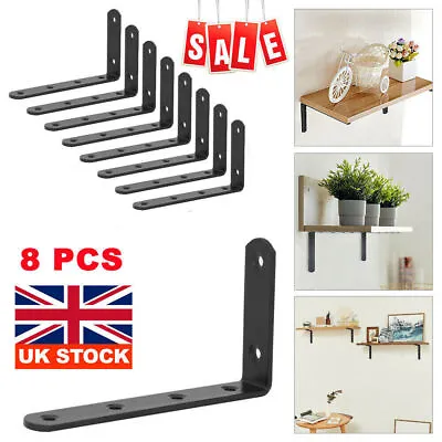 8X Heavy Duty Cast Iron Wall Mounted L Shaped Angle Shelf Metal Bracket Supports • £8.39