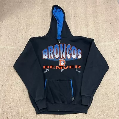 Vintage Denver Broncos Hoodie Mens XL Black 90s NFL Football • $25.95