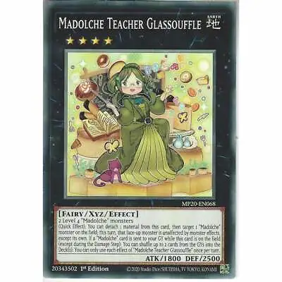 MP20-EN068 Madolche Teacher Glassouffle | 1st Edition Common YuGiOh Trading Card • £0.99