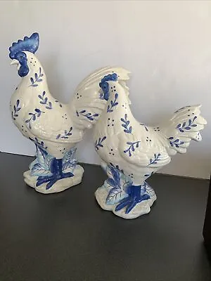 Large J. Willfred Charles Sadek Ceramic Rooster And Hen  Figurines • $99.95