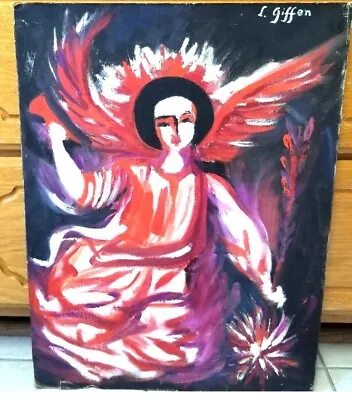 ESTATE ART CLEANOUT: Naïve Folk ANGEL Painting Signed  L. Giffen  Mississippi • $300