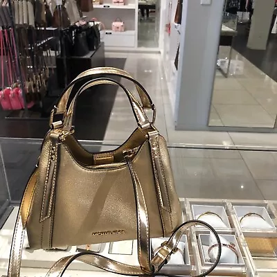 Michael Kors Women Small Crossbody Handbag Bag Purse Shoulder Satchel Pale Gold • $105