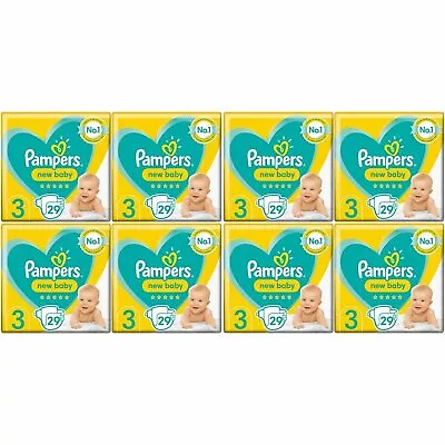 232 X Pampers New Baby Size 3 - Carry Pack - With Protection For Sensitive Skin • £55.50