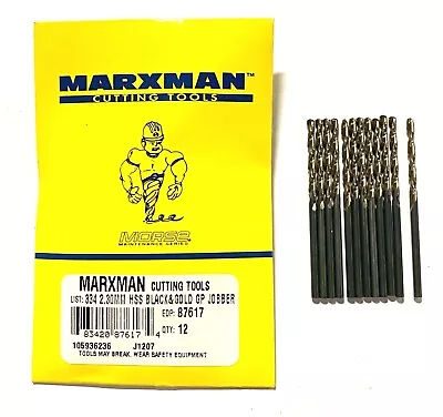 $10.80 • Buy 2.30mm Drill Bit HSS 135° Split Point Black & Gold Jobber Drills 12pk USA Made