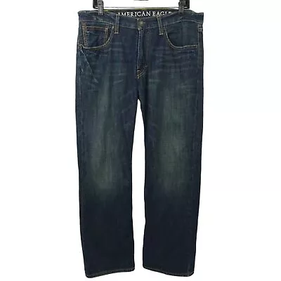 American Eagle Low Rise Boot Cut Jeans Mens 34 X 30 Dark Wash Denim • $23.80