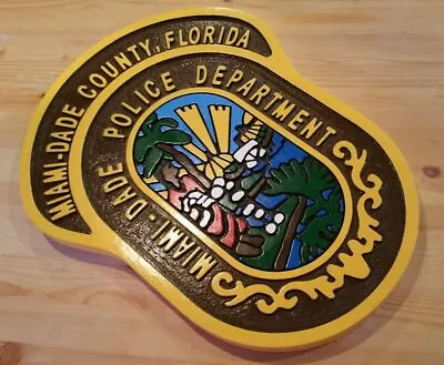 Police Miami-Dade County Florida 3D Wood Routed Patch Sign Plaque Custom • $54.95